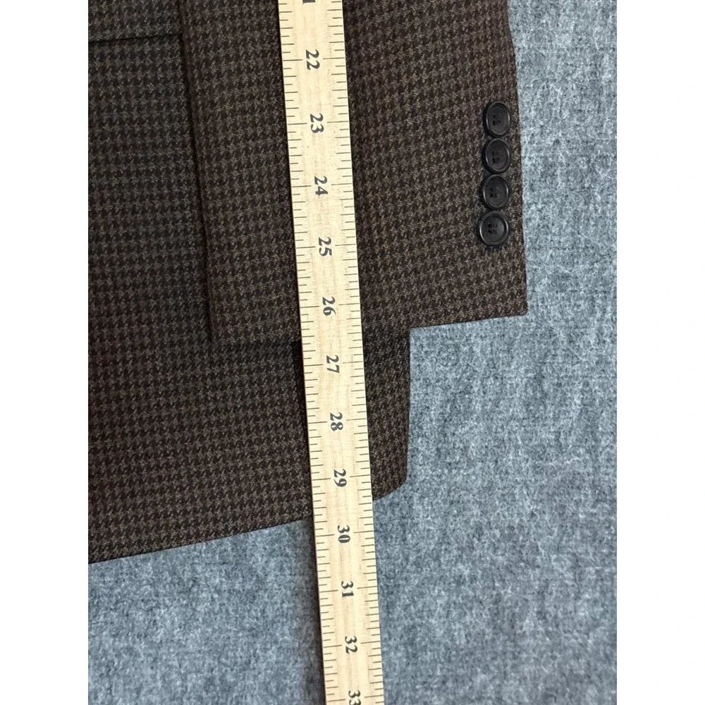 Joseph & Feiss Gold Mens Brown Houndstooth Two Button Blazer Jacket Sport Coat